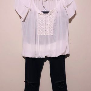 White eyelet top
